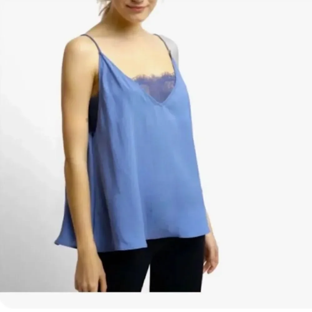 New Intimately Free People Sky Blue Lace Inset Camisole Tank Top Women’s S